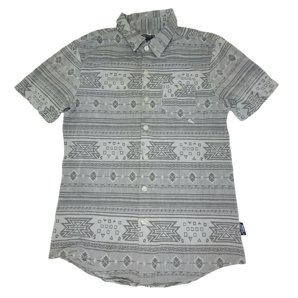 Modern Amusement Men Sz L Aztec Design Button Up Gray White   Pacsun 100% Cotton
